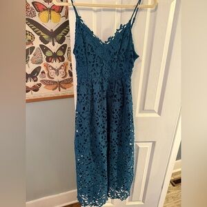 ASTR Teal Lace Midi Dress